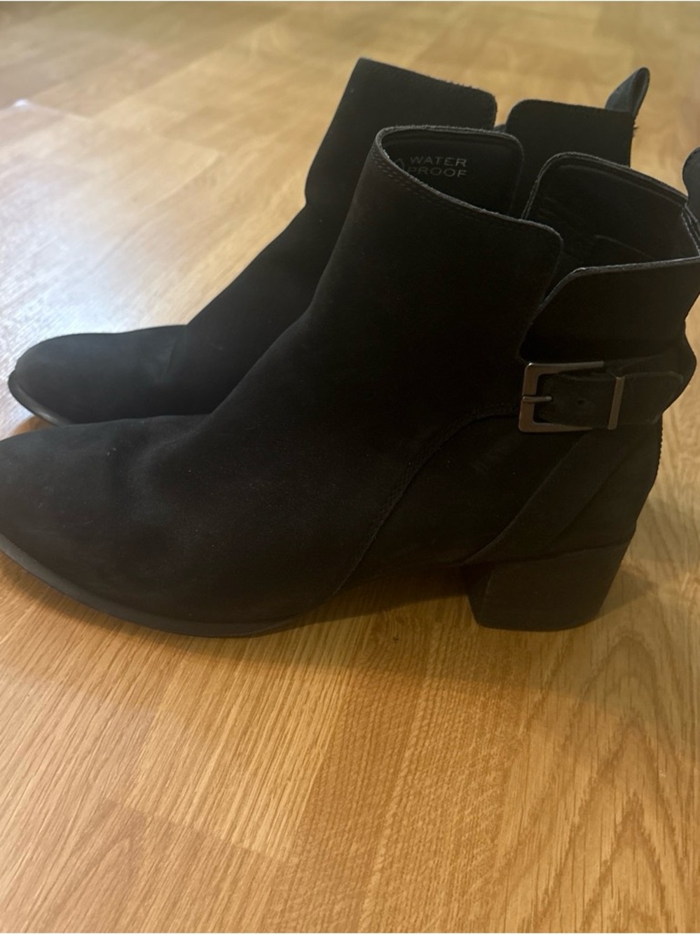 Vionic Black Suede Ankle Booties with Buckle Detail